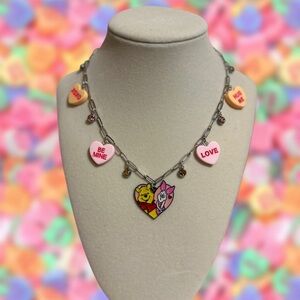 Disney Winnie the Pooh and Piglet Valentine Charm Necklace